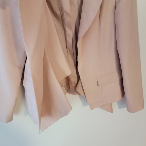 ASOS Design Blazer Baby Pink Open Assymetric Beaded Shoulders Us Sz 10 UK 14 - Picture 6 of 12